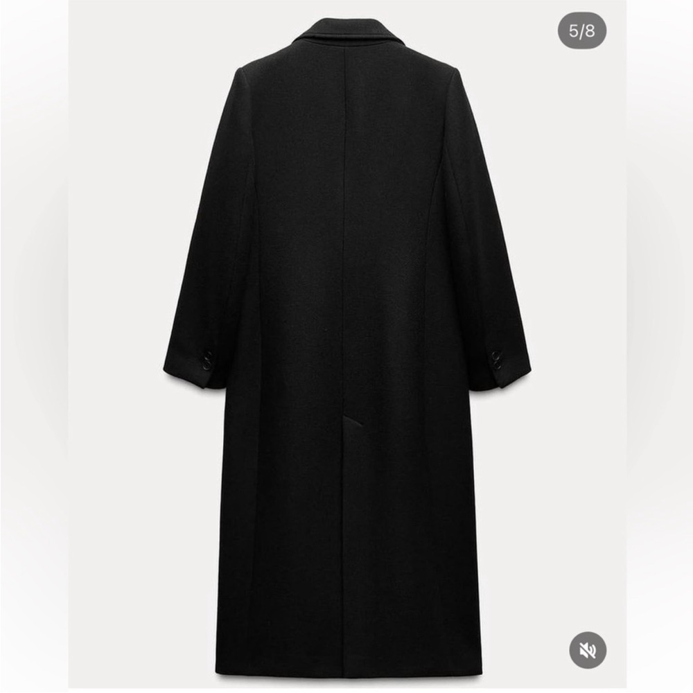 Zara Black Long Dress Pea Coat Size Medium - Picture 2 of 15